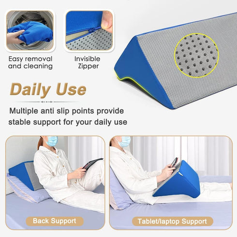 Support23.6" Bed Wedge Pillow for Sleeping Seniors Incline Triangle Pillow Adults Post Surgery Back Support Bedsore