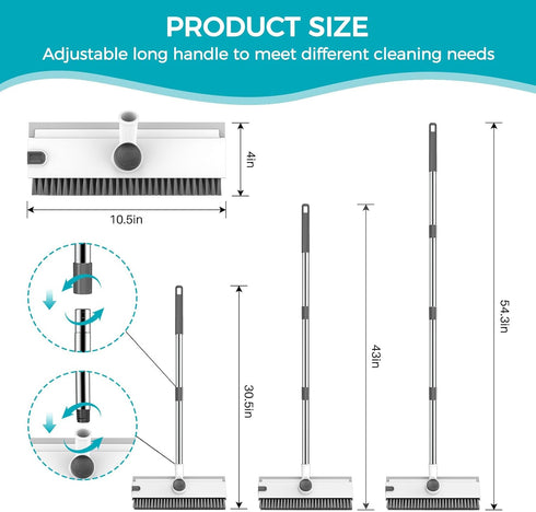 SetSail 3 1 54-in Floor Scrub Brush, in Floor Scrub Brush with Adjustable Long Handle and Scraper Heavy Duty Stiff