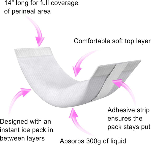 8 Packs Perineal Ice Packs Postpartum Essentials Perineal Cold Packs -2 in 1 Instant Cold Therapy Packs and Absorbent Maternity Pad in One Ready-to-use Padsicle for After Birth