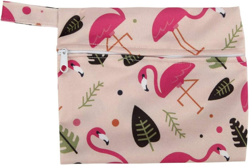 Sigzagor 5 1 Small Panty Liners Wet Bag Cloth Menstrual Pads Reusable Washable (Flamingo, S Panty Liners)