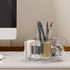 LINFIDITE 360 Rotating Makeup Organizer, Clear Cosmetic Storage Holder Tray with 6 Compartments for Bathroom, Vanity