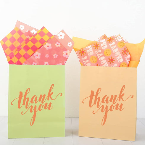 Whaline Boho Tissue Paper, Funny Face Wrapping Paper, Retro Boho Art Paper for Home DIY Gift Bags Party Decor