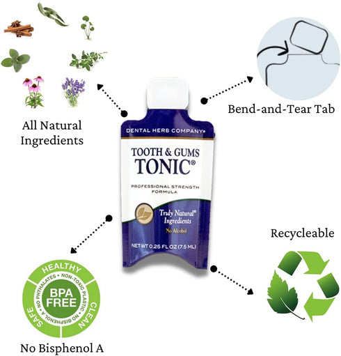 Tonic Traveler Mouthwash Minis (12 Pack) + Bamboo Toothbrush - Natural Alcohol-Free Mouthwash for Gum Health & Bad