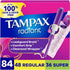 Tampax Radiant Tampons for Women Multipack, with LeakGuard Braid, Regular/Super Absorbency, Unscented,