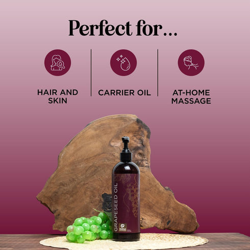 Pure Grapeseed Oil for Skin Care, Cold Pressed Moisturizing Carrier Oil, Natural Vitamin E Anti Aging