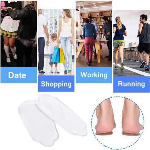 Medial & Lateral Heel Wedge Silicone Insoles, Supination & Pronation Corrective Gel Adhesive Shoe Inserts for Foot