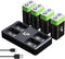 LP 9V Rechargeable Lithium Batteries, 4 Pack 500mAh 9V Battery with Micro USB