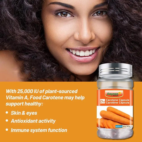 AIHIYO Carotene Soft Capsule, 500mg Beta Carotene Supplement with 25000 IU, 100 Count for Healthy Skin and Eyes