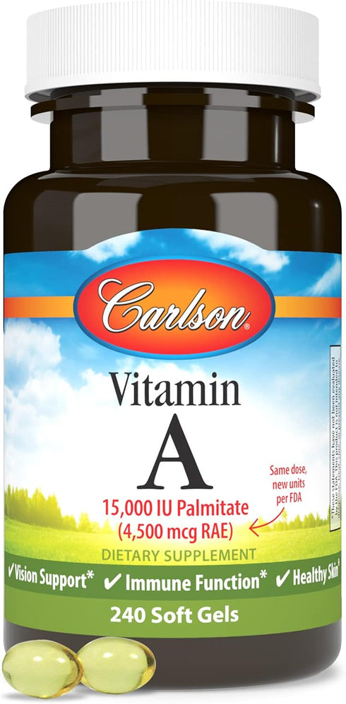 Carlson Vitamin A, 15000 IU Palmitate - Vision Health & Immune Function, 240 Softgels