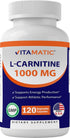 Vitamatic L-Carnitine Fumarate 1000 mg, 120 Vegetable Capsules (2 Bottles)