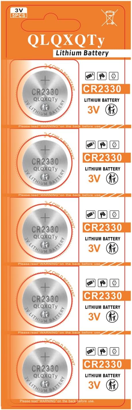 QLQXQTy 5PACK CR2330 3V Lithium Battery Coin Cell Battery