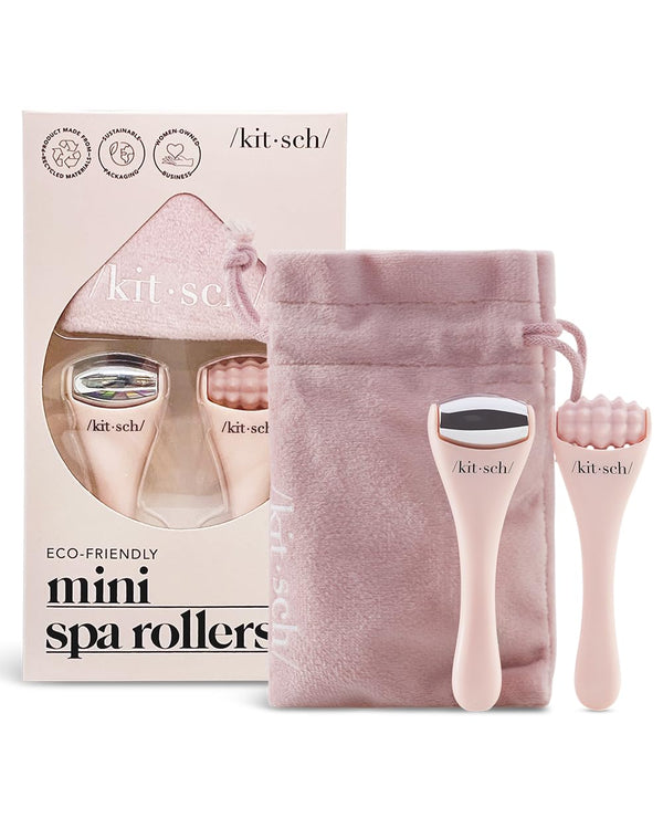 Kitsch Mini Ice Roller for Face, Skin Care Tools Set with Pouch, Eye Puffiness Relief Facial Roller & Massager