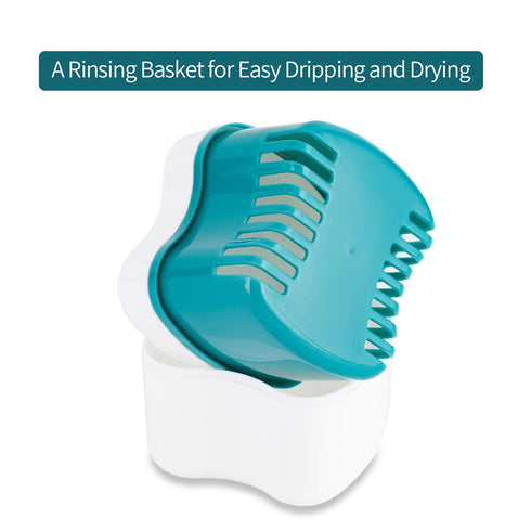 Annhua Retainer Cleaning Case - Large Partial Denture Case with Strainer, ABS Travel Cups for Soaking Dentures