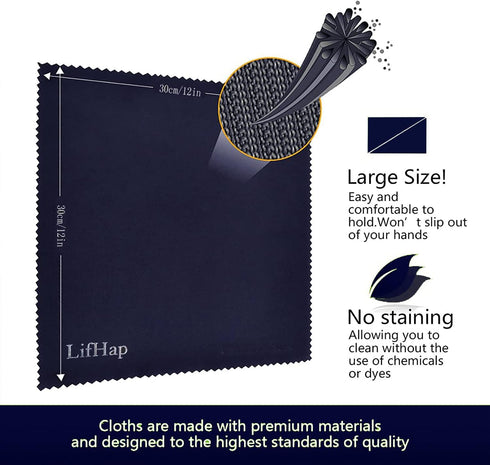 Extra Large Microfiber Cleaning Cloths(12"x 12") for Glasses or Eyeglass, Phone,Computer Screen,Camera Lens,Eye Glasses Lens Cleaner,Eyeglass Cleaner Cloths Wipes for Delicate Surface(6 Pcs)
