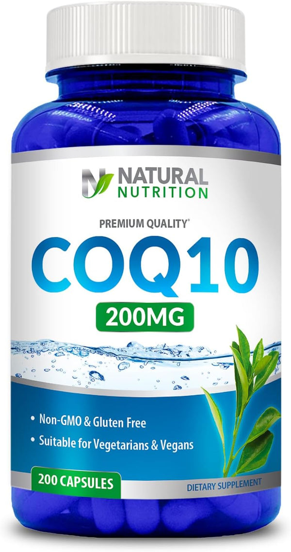 Generic Natural Coq10 200mg Vitamin, 200 Capsules - Quick Absorption, Gluten Free & Non-GMO