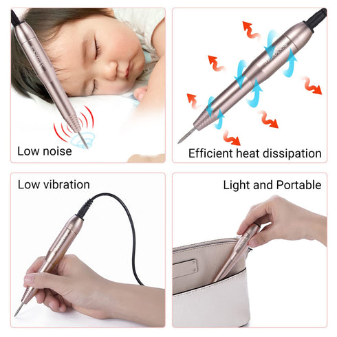 MelodySusie Portable Electric Nail Drill, PC120B Compact Efile Kit for Acrylic & Gel Nails, Gold