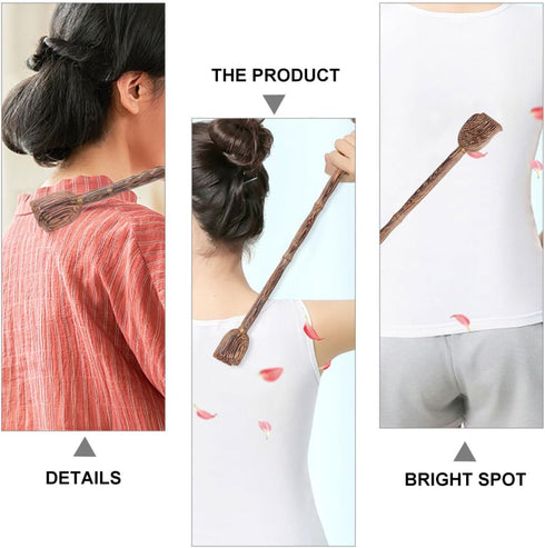 Hammer 4pcs Set, KICHOUSE Wooden Dual-use Massage Stick Double-Head Back Scratcher and Body Muscle Relaxation Massager
