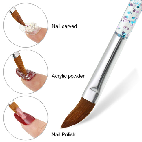 Mudder 10 Pieces 3D Nail Brushes Set, Nail Liner Ombre Brush Design Pens with Acrylic Rhinestone Handles