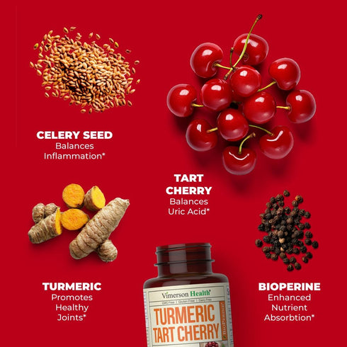 Turmeric Curcumin & Tart Cherry Extract Capsules, 600mg - Joint Health & Sleep Support with Black Pepper