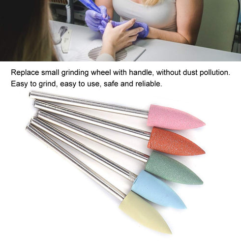 Nail Drill Bits Set, 5pcs Rubber Nail Drill Bits - Manicure Pedicure Tool for Processing and Polishing Nails