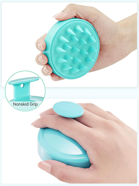 HEETA Scalp Massager for Hair Growth, Soft Silicone Shampoo Brush for Dandruff Removal, Green
