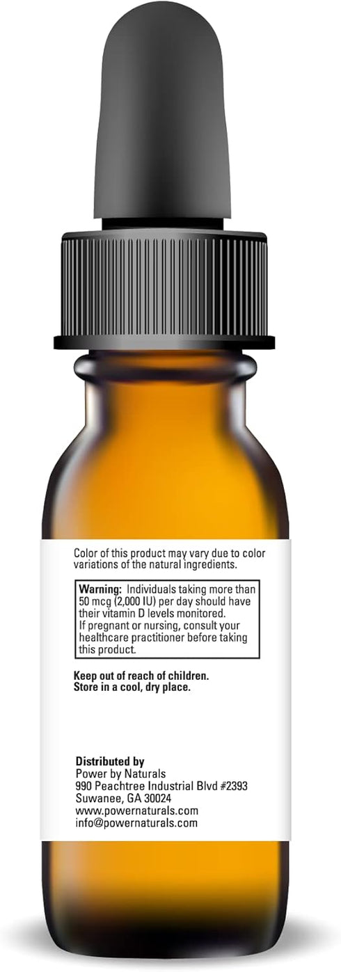 Vitamin D Liquid Drops for Adults: Vegan D3 10000 IU for Immune Support & Bone Strength, 30ml, 30 Servings
