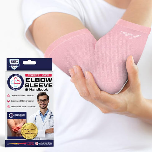 Dr. Arthritis Ladies Pink Elbow Compression Sleeve for Women - Relief from Tennis/Golfers Elbow & Other Conditions,