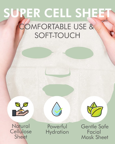 DERMAL Super Food Face Masks - 12 Pack Facial Sheet Masks for Glowing Skin, Moisturizing Natural Ingredients