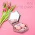 Contact Lens Case with Mirror - Hexagon Sparkles Portable Storage Container for Women (Pink)