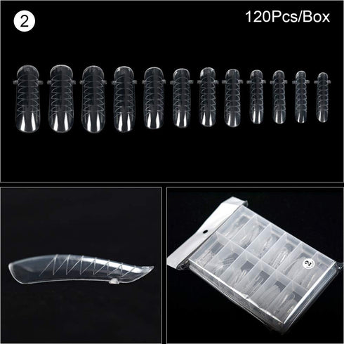 KADS 120PCS Clear Full Cover Dual Nail System Form for UV Gel Acrylic Nail Art Mold (MODEL 2)