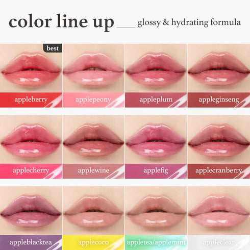 NOONI Korean Lip Oil - Appleberry, Long-Lasting Moisturizing Plumping for Dry Lips, 0.12 FL Oz