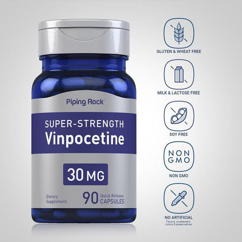 Piping Rock Vinpocetine 30mg | 90 Capsules | Super-Strength Non-GMO Supplement