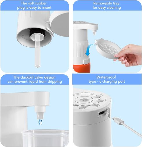 OMOZUN Electric Laundry Detergent Pump with Graduated Cup, Smart Laundry Detergent Dispenser,Rechargeable Detergent