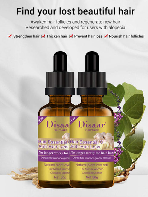 Natural Hair Growth Serum with Ginger Essential Oil | Anti Hair Loss Treatment for Thinning, Weak, Brittle Hair
