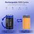 wowpower 7500mWh 4 Pack, 1.5V LR20 Rechargeable Lithium D Cell Batteries with USB-C Charging Cable, D Size Battery