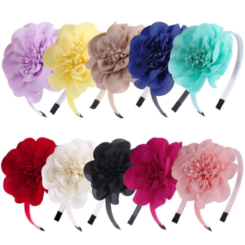 XIMA 10pcs Chiffon Flower Headbands - Hair Accessories for Kids, Children, Teens, Toddlers