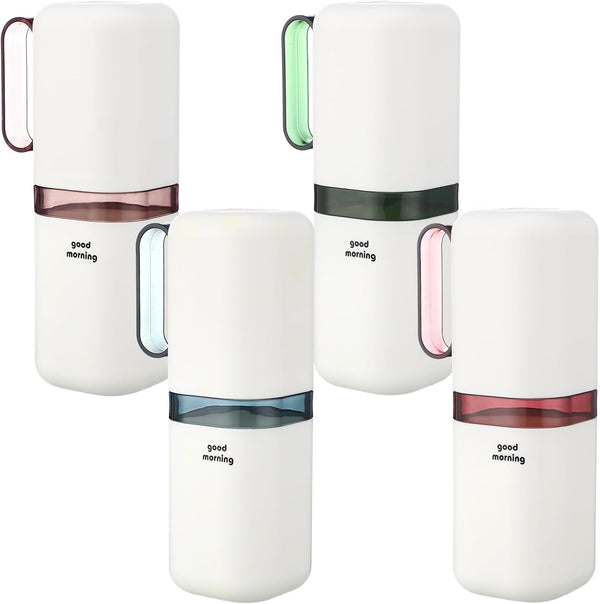 4 Pcs Travel Toothbrush Holder, Multifunctional Toothpaste Case, Portable Toothbrush Cup with Handle