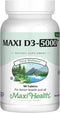 Maxi Health Vitamin D3 5000 IU (125 mcg), 90 Tablets - High Dose Vitamin D for Healthy Bones, Teeth, Immune Support