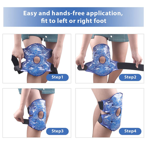 NEWGO Knee Cold Pack, 2 Pack Reusable Soft Gel Freeze Wrap for Injury, Ice Packs for Knee Surgery, Pain Relief