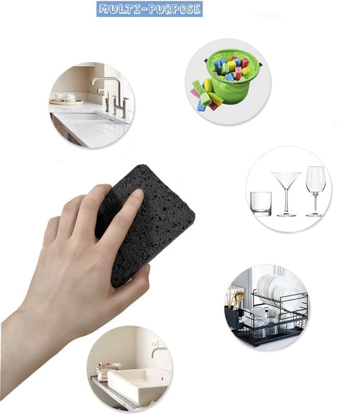 12-Pack Non-Scratch Scrub Sponges for Dishes, Cleaning Sponges for Kitchen and Home (Black)