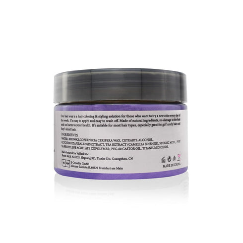 Purple Hair Dye Wax Temporary Color Pomade 4.23 oz, Natural Instant Hair Styling Clay for Halloween, Cosplay, Party