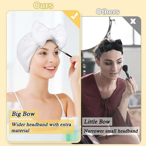 Shintop Skincare Headband, Soft Spa Headband Makeup Headband with Cute Bow Elastic Headband for Washing Face Facial Mask Showers(White)