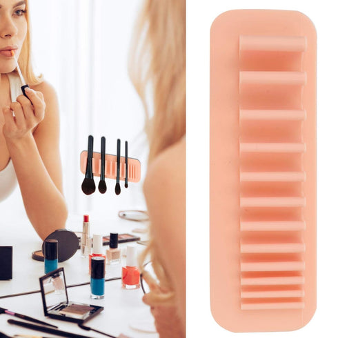 ZJchao Brush Drying Rack, Soft Silicone Wall Mounted Makeup Brush Holder Organizer for Home (Bare Pink)