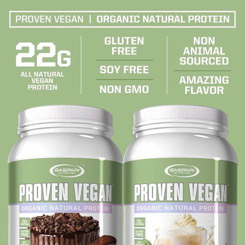 Gaspari Nutrition Proven Vegan Protein - Organic Natural Protein, Gluten Free, Soy Free, NON GMO - 2lbs, Double