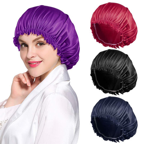 ROYBENS Satin Bonnet for Women - 4PCS Set, Silk Sleep Cap for Curly Hair