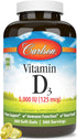 Carlson Vitamin D3 5000 IU (125 mcg), 360 Softgels - Bone & Muscle Health, Cholecalciferol, Vitamin D Supplements