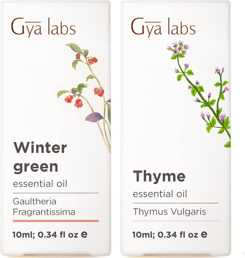 Wintergreen Essential Oil for Diffuser & Thyme Oil for Hair Set -