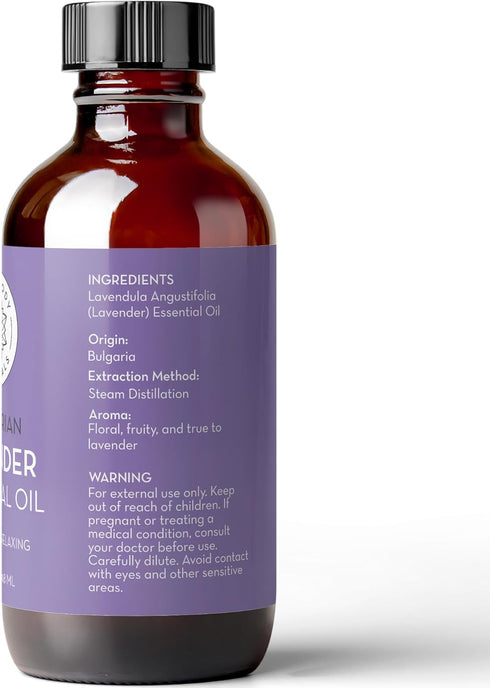 Bulgarian Lavender Essential Oil by Pure Body Naturals, 4 Fluid Ounce, 100% Pure Therapeutic Grade for Diffuser