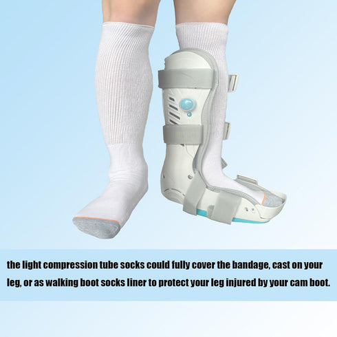 Ioryzek 2 Pairs Walking Boot Socks Liner air Cam Walker Cast Socks Fracture Boot Brace Breathable Surgical Orthopedics