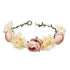June Bloomy Women Rose Floral Crown Hair Wreath Leave Headband with Adjustable Ribbon (Champagne)